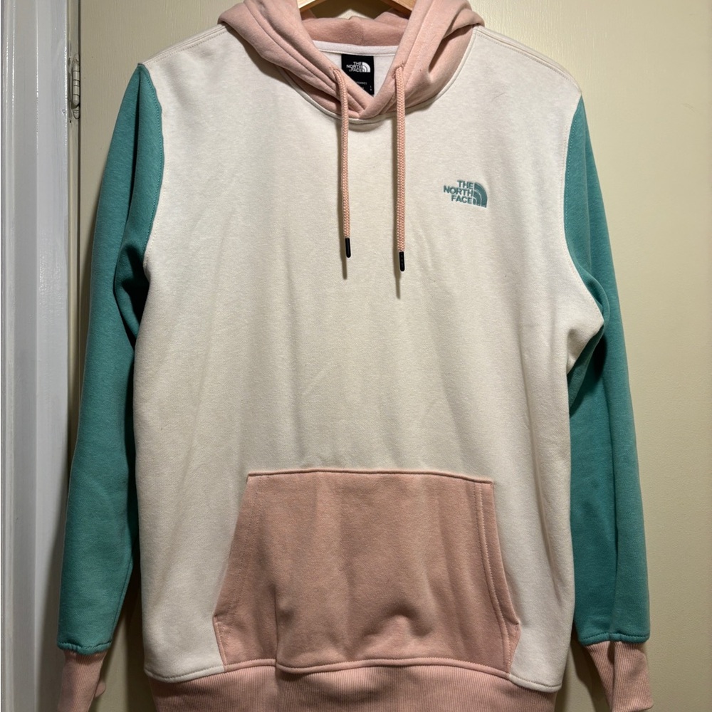 The North Face Women’s Cream and Teal Hoodie